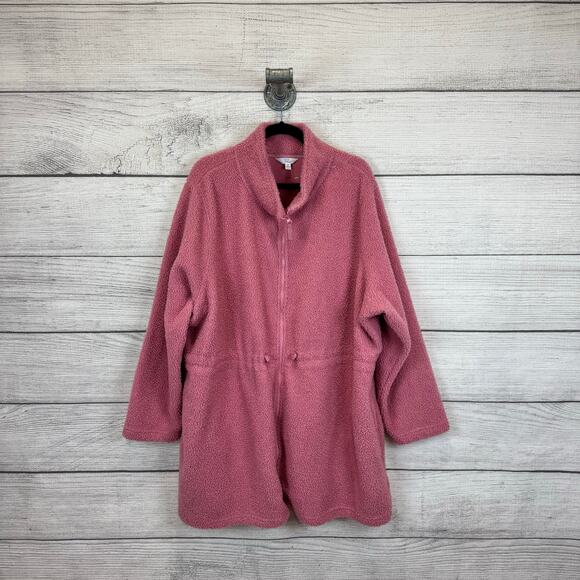 Time & Tru Plus Size Pink Sherpa Textured Waisted Jacket Size 3X - Picture 1 of 9